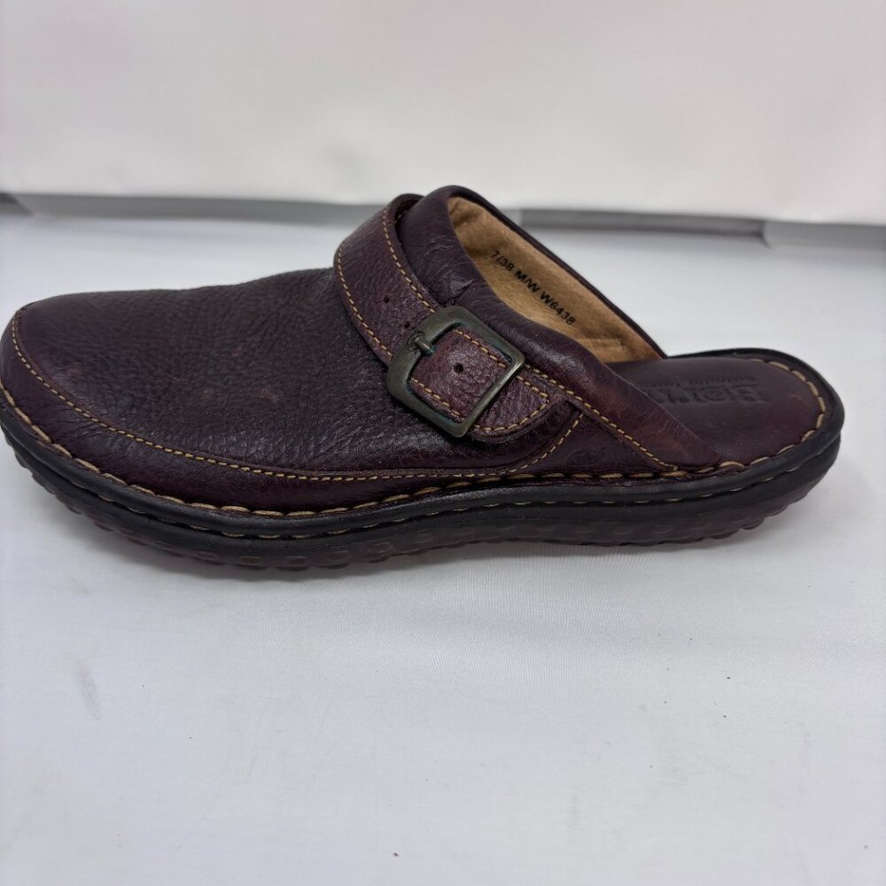 Born Brown Leather slip-on clog mule wedge shoes Woman's size 7 - Picture 11 of 16